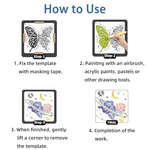 FFZDENA 9PCS Stencils for Craft and Art, Flower Stencils for Wall Painting, Reusable Painting Stencils for Fabric, Wall, Home Decor, DIY Projects, 20x20cm - Image 4