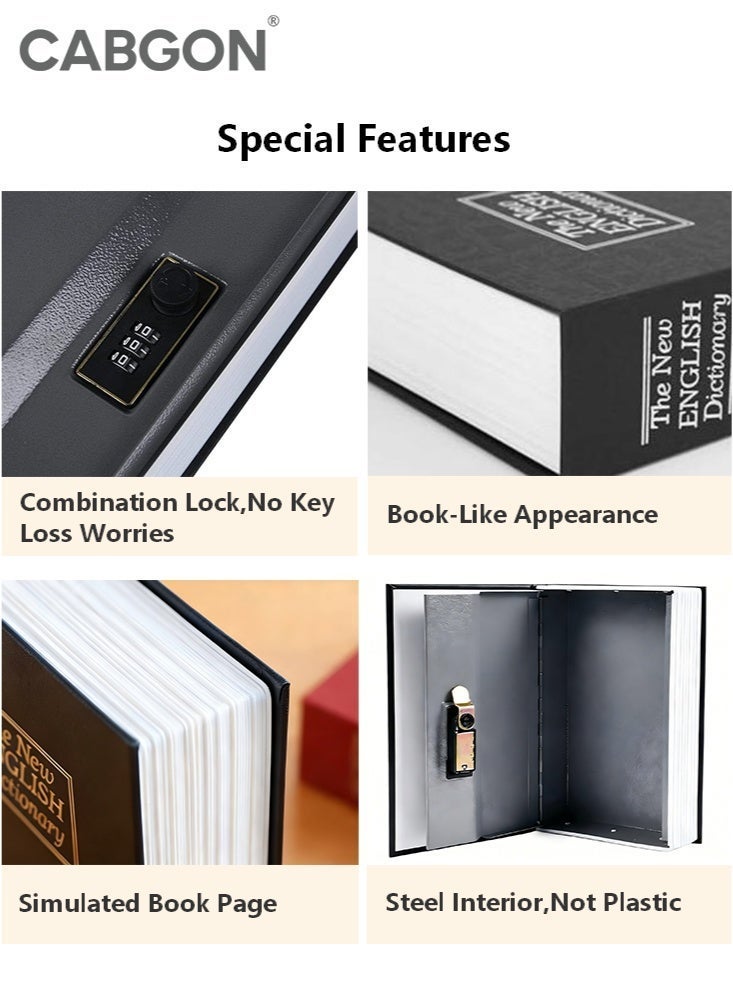 CABGON Diversion Book Safe with Combination Lock, Hidden Book Locker Safe, Metal Book Locker Box for Valuables - Image 5