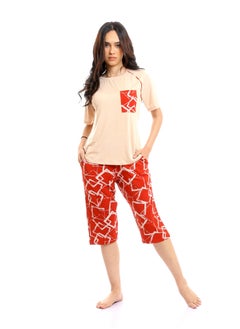 REDCOTTON Red Cotton-Women's Capri Pajama Set-café  - Image 5