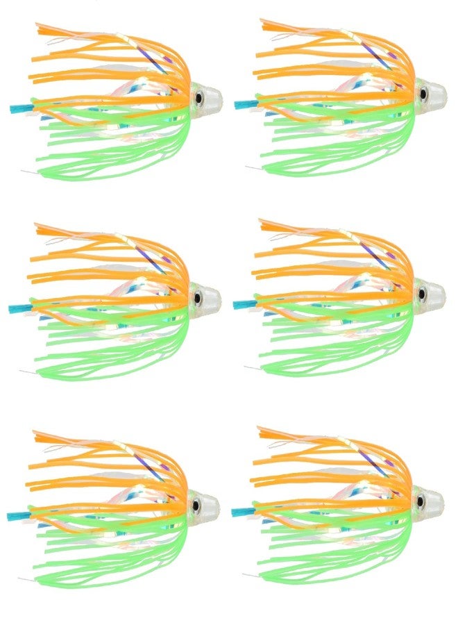 Last Cast Tackle Silicone Holo Teaser - 6 Pack - 5 Colors to Choose from Green/Orange - Image 1