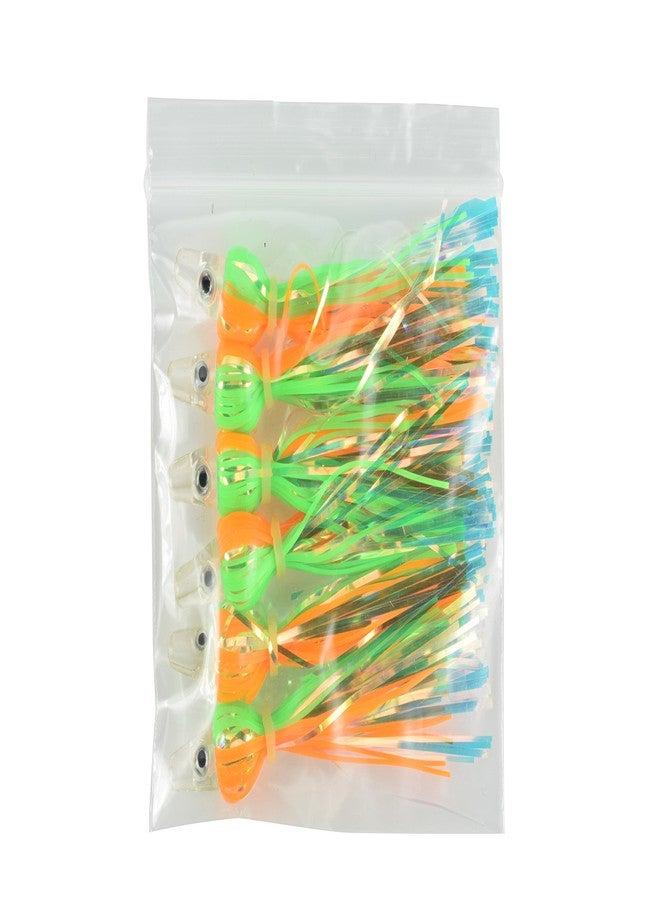 Last Cast Tackle Silicone Holo Teaser - 6 Pack - 5 Colors to Choose from Green/Orange - Image 3