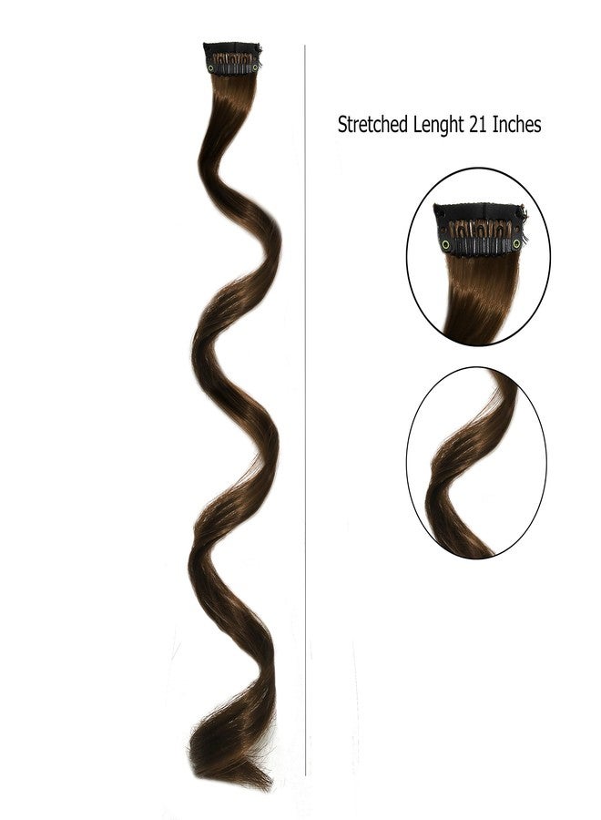 Rapidsflow® Curly Colored Hair Streak/Hair Extensions For Women And Girls Real Hair For Highlighting Set Of 4pc (Curly Brown) - Image 3