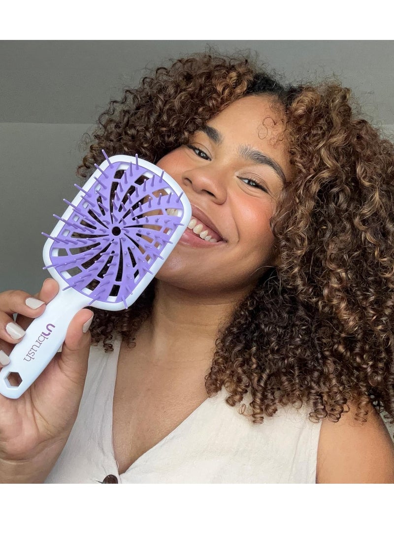 FHI Heat FHI Heat UNbrush Plus — Curly Hair Brush for Gentle & Effective Detangling on Wet or Dry Fragile Hair Types — Detangler Brush w/ 84 UltraFlex Bristles, Ultra-light, Vented, Anti Static Hairbrush - Image 2