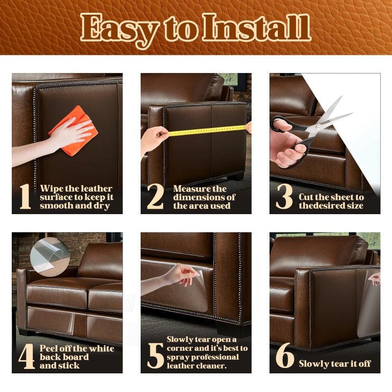 PJT Cat Scratch Furniture Protector, 200"x16" Clear Couch Protector from Cat Claws for Leather Furniture, Thickened Anti-Scratch Adhesive Roll, Cuttable, Residue-Free, No Pins - Image 5