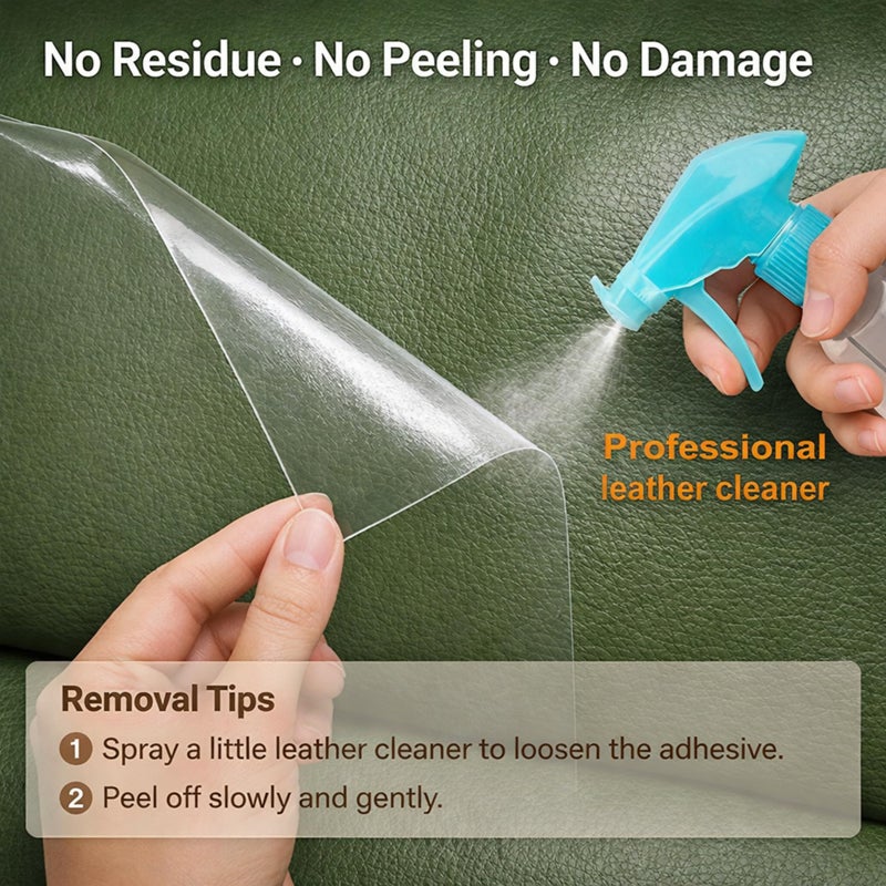 PJT Cat Scratch Furniture Protector, 200"x16" Clear Couch Protector from Cat Claws for Leather Furniture, Thickened Anti-Scratch Adhesive Roll, Cuttable, Residue-Free, No Pins - Image 2
