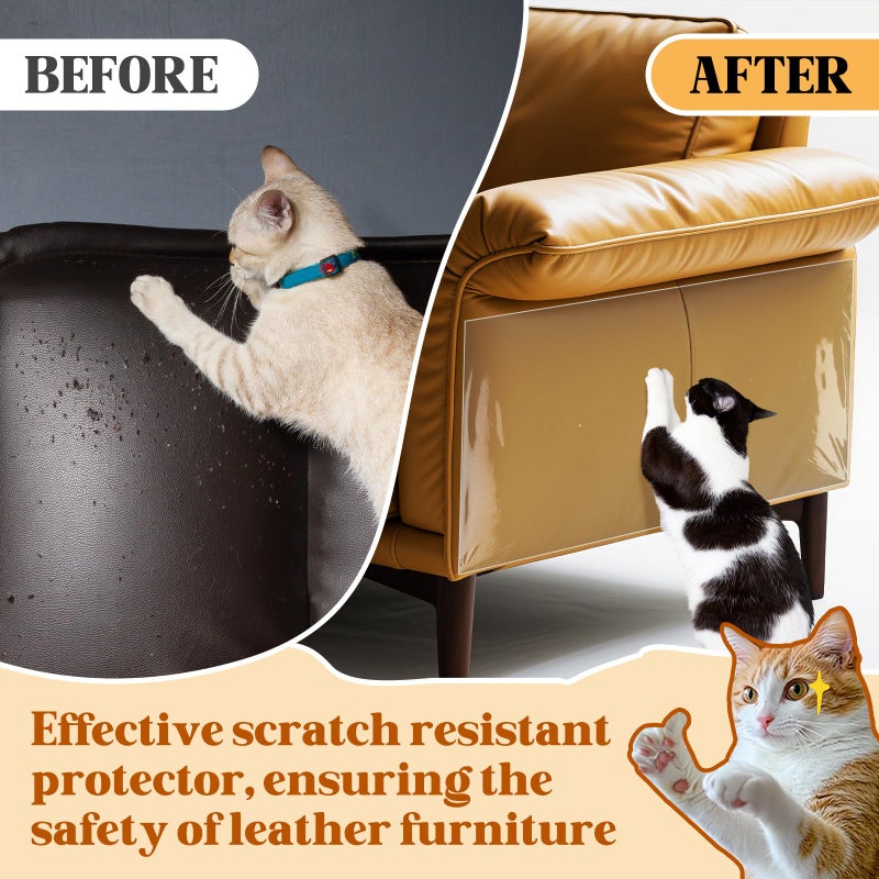 PJT Cat Scratch Furniture Protector, 200"x16" Clear Couch Protector from Cat Claws for Leather Furniture, Thickened Anti-Scratch Adhesive Roll, Cuttable, Residue-Free, No Pins - Image 3