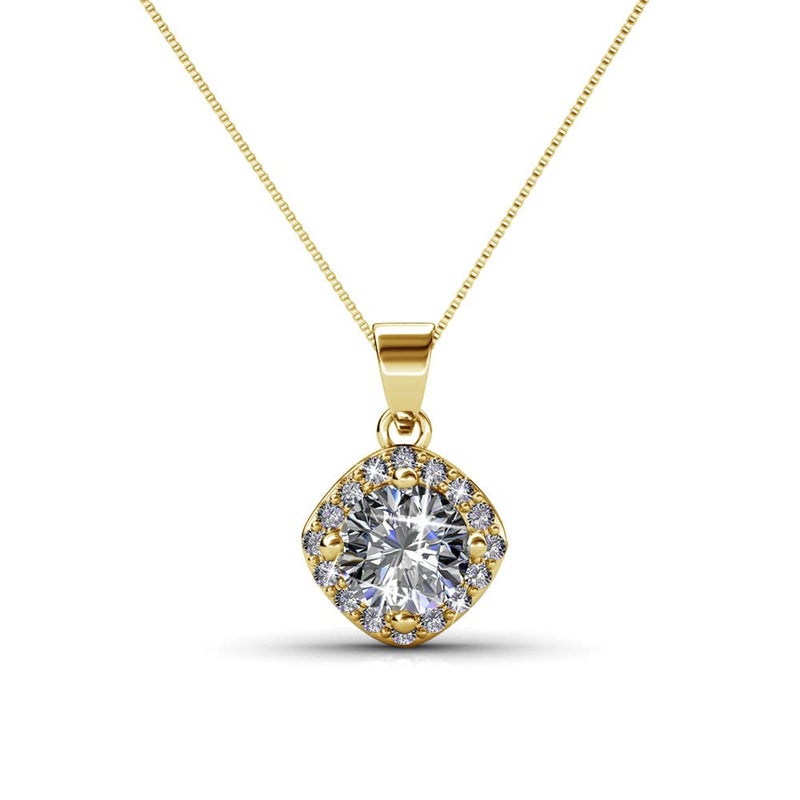 Cate & Chloe Celeste 18k Yellow Gold Pendant Necklace with Simulated Diamond Crystals, Hypoallergenic Jewelry for Women, Gift for Her - Image 1