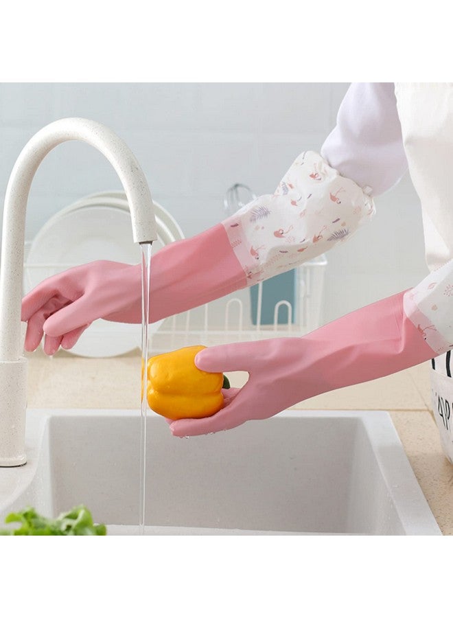 wolpin wolpin PVC Hand Gloves for Dishwashing Skin-friendly Reusable Cleaning Gloves, Gardening | Anti-slip Kitchen Cleaning | Pet Grooming | Car Washing | Bathroom Cleaning | Painting (1 Pair Gloves, Pink) - Image 3