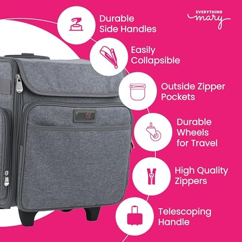 Everything Mary Rolling Scrapbook Tote – Heather Craft Bag with Wheels – Organizer Case for Scrapbooking, Papercraft, Art Supplies & Portable Craft Storage - Image 2