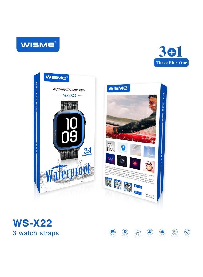 ويزمي ساعة ذكية WISME WS-X22 - جهاز تتبع لياقة بدنية مقاوم للماء، ومراقب لمعدل ضربات القلب، وتتبع النوم والنشاط، والتحكم في الموسيقى، و3 أحزمة قابلة للتبديل (للجنسين) - Image 4