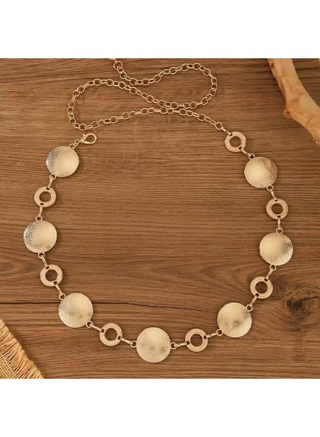 SHEIN  Metal Hoop Waist Belt Body Chain, Gold Chain Waist Jewelry for Night Out, Weekend Casual Wear - Image 2