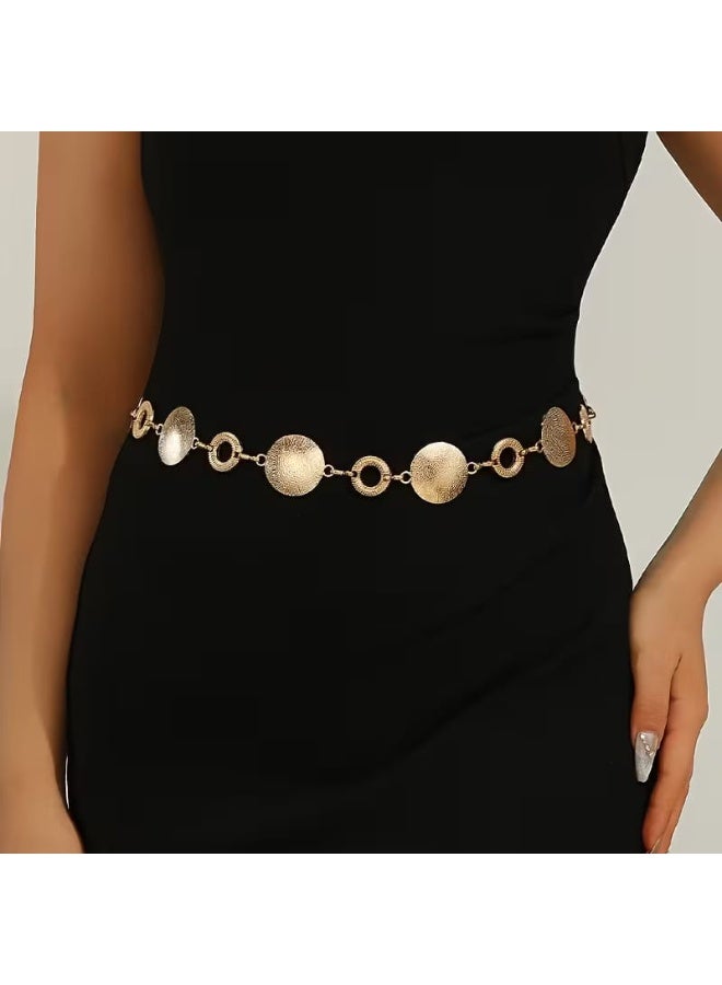 SHEIN  Metal Hoop Waist Belt Body Chain, Gold Chain Waist Jewelry for Night Out, Weekend Casual Wear - Image 1