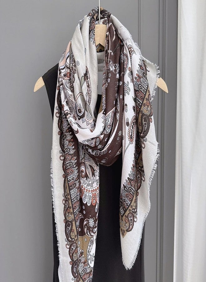 كي-اليوون وشاح مربع كبير من كي-إليون، 51 بوصة، مصنوع من القطن والكتان، وشاح أنيق، وشاح للف الشعر، وشاح للنوم، H2303، مقاس واحد - Image 5