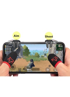 سارافوكس أزرار تحكم Sarafox F6 للعبة ببجي وفري فاير وفورتنايت وغيرها + قفازات مانعة لتعرّق الأصابع  - Image 2