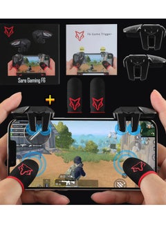 سارافوكس أزرار تحكم Sarafox F6 للعبة ببجي وفري فاير وفورتنايت وغيرها + قفازات مانعة لتعرّق الأصابع  - Image 3