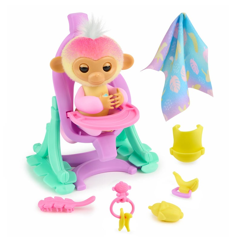 Fingerlings 2023 Interactive Baby Monkey Nursery Playset â€“ Jas with 2-in-1 Cradle and High Chair, and 6 Accessories (Ages 5+) - Image 1