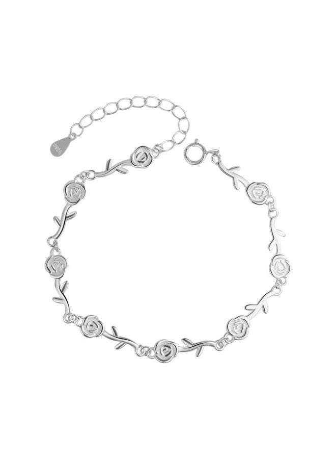 Manhe S925 Silver Bracelet For Women, New Style Beaded elry, Practical Birthday Gift For Wife Or Girlfriend