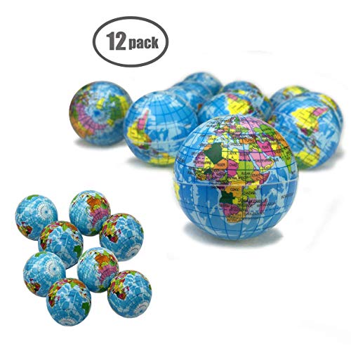 Sohapy 248 Mini Squeezable Globe Stress BallsTension Reliver BallsParty FavorSoft PU Globe BallEarth PatternParty Toys 12 PCS - Image 5
