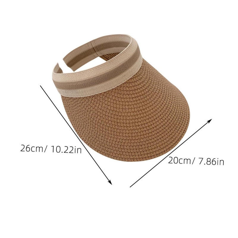 Wide Brim Straw Sun Hat For Women UV Protection Open Top Breathable Lightweight - Image 3