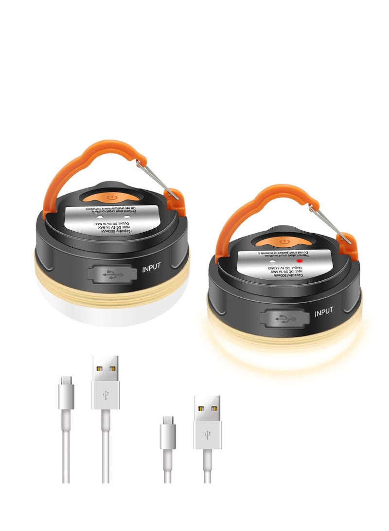 2 Pack Rechargeable LED Camping Lantern 3 Lighting Mode Power Bank Waterproof Magnetic Base Tent Emergency Light for Camping - Image 1