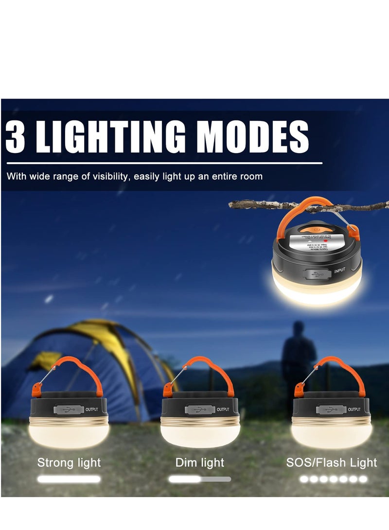 2 Pack Rechargeable LED Camping Lantern 3 Lighting Mode Power Bank Waterproof Magnetic Base Tent Emergency Light for Camping - Image 2