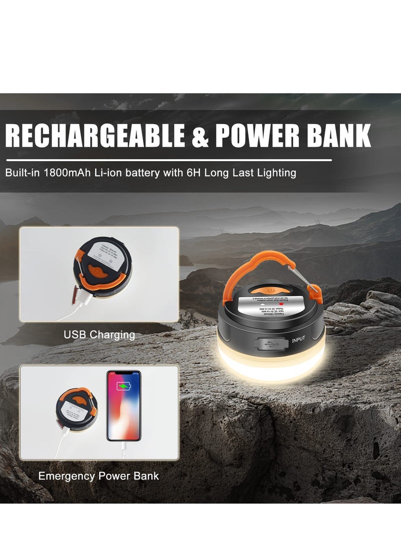 2 Pack Rechargeable LED Camping Lantern 3 Lighting Mode Power Bank Waterproof Magnetic Base Tent Emergency Light for Camping - Image 5