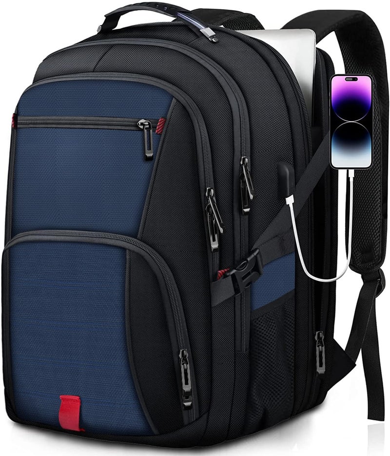 ANTERK Extra Large Backpack, Travel Laptop Backpack, Sturdy TSA Water Resistant 17.3 Inch Backpacks with USB Port, Anti Theft Business Computer Backpacks Gifts for Men Women, Blue - Image 1