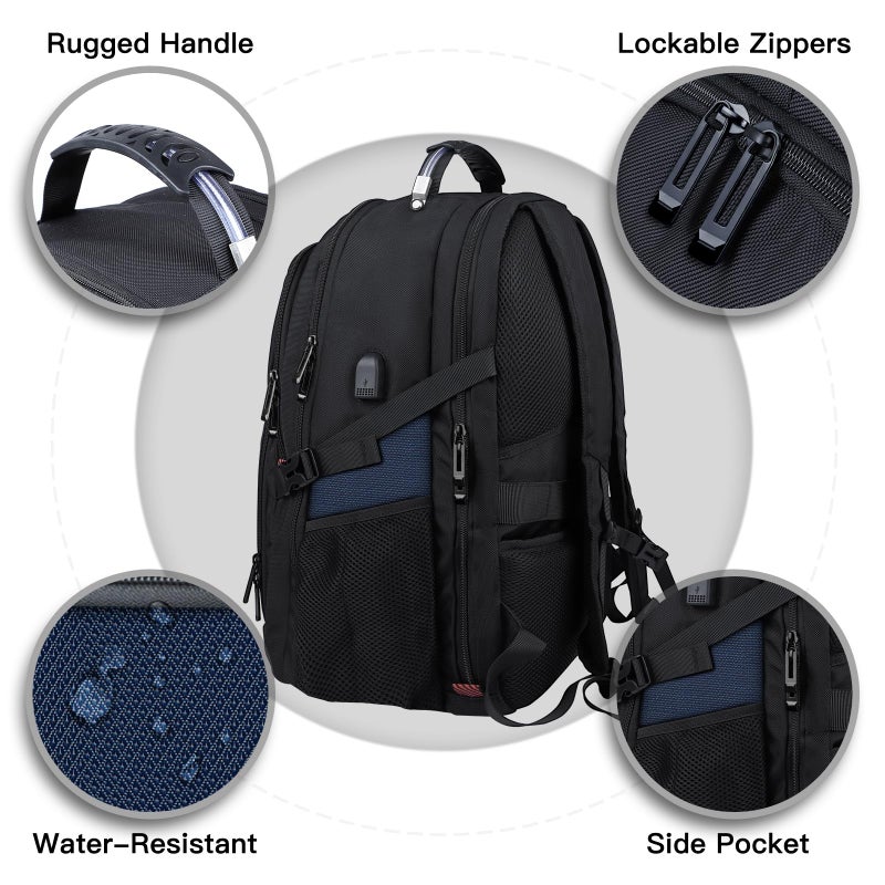 ANTERK Extra Large Backpack, Travel Laptop Backpack, Sturdy TSA Water Resistant 17.3 Inch Backpacks with USB Port, Anti Theft Business Computer Backpacks Gifts for Men Women, Blue - Image 3