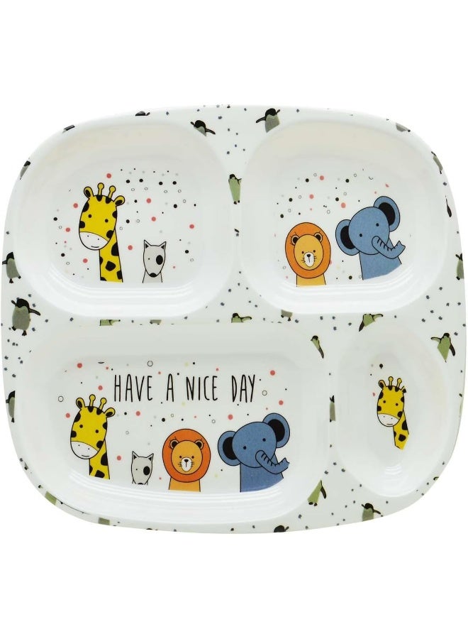 DINEWELL طبق مستطيل للأطفال من داينويل مع رسومات متحركة - Image 1