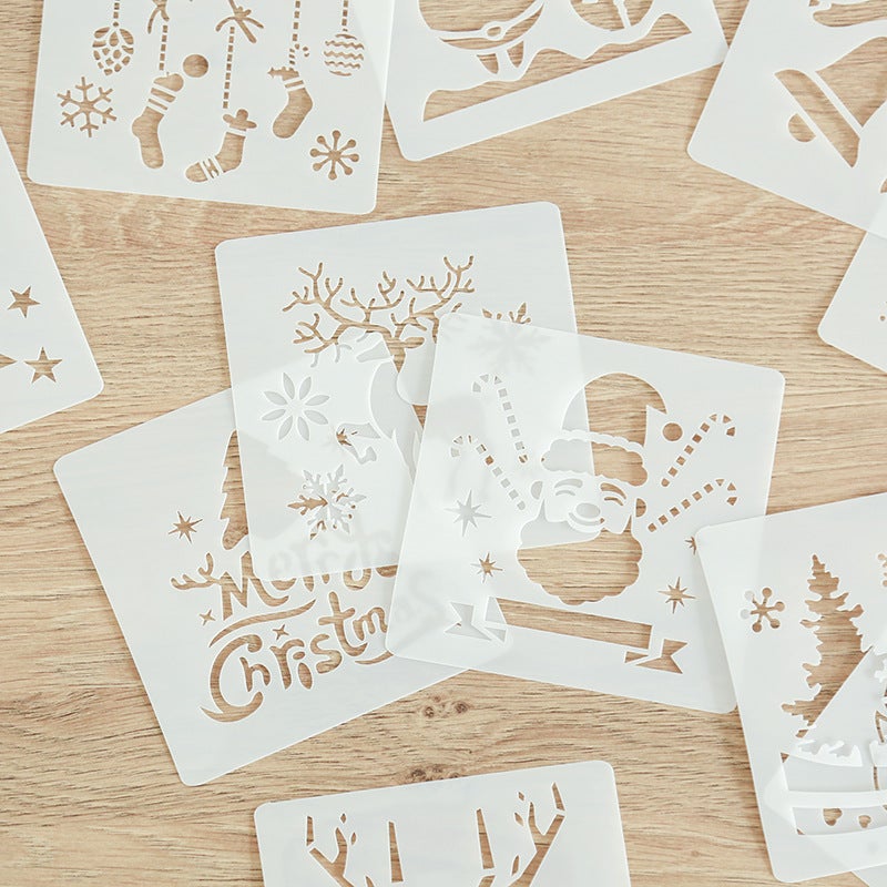 Original Christmas Series Lace Ruler Template Cartoon Elk Christmas Tree Hollow Filling Board Children'S Handwritten Newspaper Stationery - Image 4