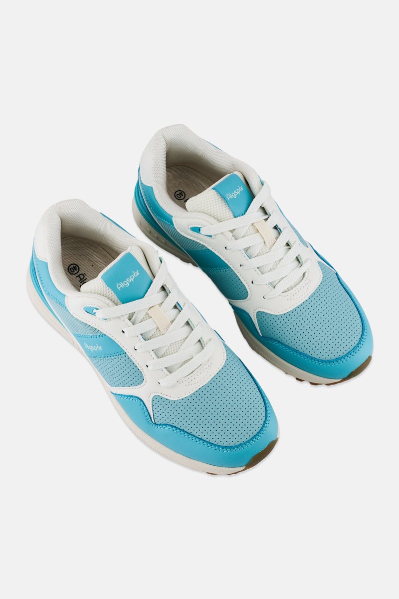 Algspar Women Brand Logo Lace Up Casual Shoes, Mint Green - Image 3
