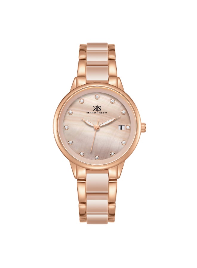 KENNETH SCOTT Women's Alloy and Acetate Plastic Analog Watch K24503-RCFM - 10.3 mm  - Image 1