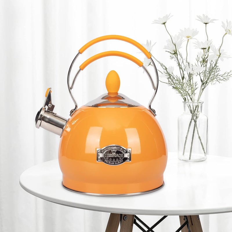 LUXGRACE Whistling Tea Kettle Stainless Steel Teapot, Teakettle for Stovetop Induction Stove Top, Fast Boiling Heat Water Tea Pot 2.6 Quart - Image 4