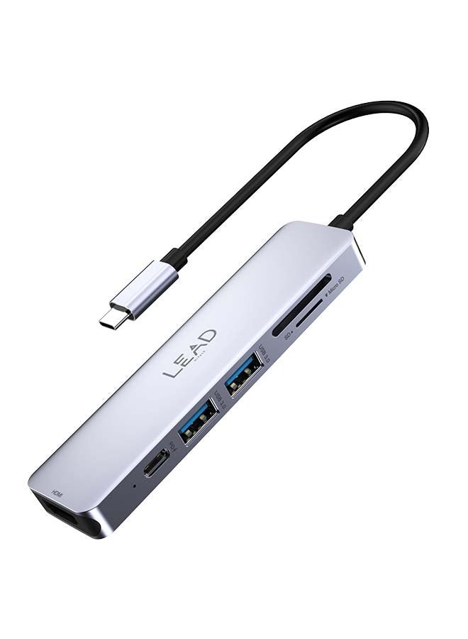 LEAD USB-C to PD+HDMI 4K/Multiport Adapter LHB06+SD+Micro SD, Space Gray - Image 1