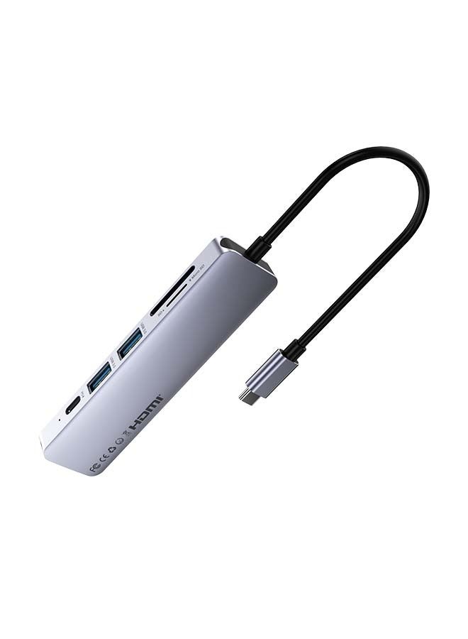 LEAD USB-C to PD+HDMI 4K/Multiport Adapter LHB06+SD+Micro SD, Space Gray - Image 2