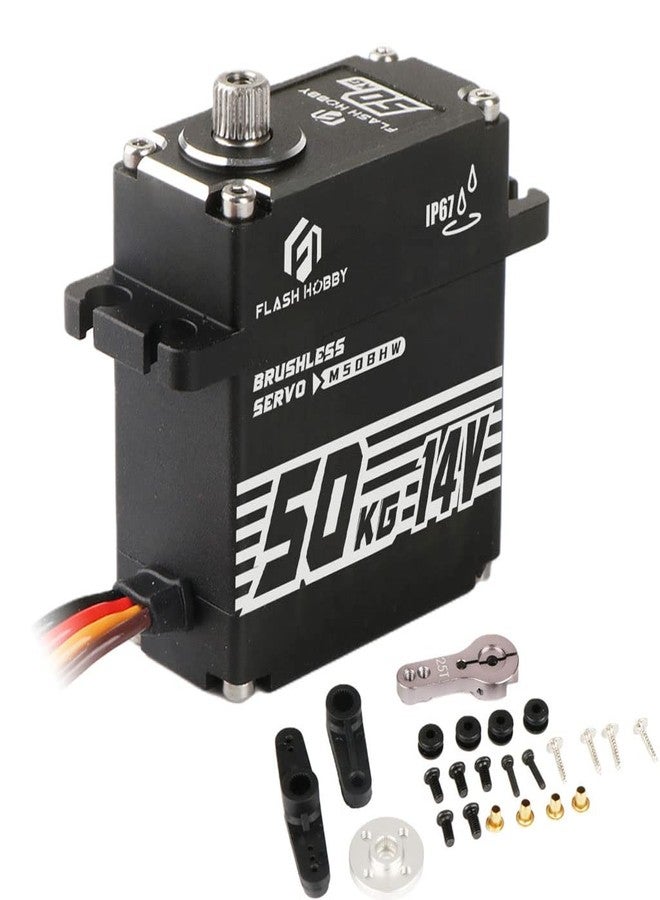 FLASH HOBBY محرك سيرفو رقمي بدون فرشاة مقاوم للماء IP67 FLASH HOBBY 50kg 14V مع سيارة/روبوت/قارب RC 1/6، 1/8، 1/10، 1/12 (180°) - Image 2
