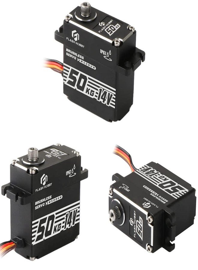 FLASH HOBBY محرك سيرفو رقمي بدون فرشاة مقاوم للماء IP67 FLASH HOBBY 50kg 14V مع سيارة/روبوت/قارب RC 1/6، 1/8، 1/10، 1/12 (180°) - Image 4