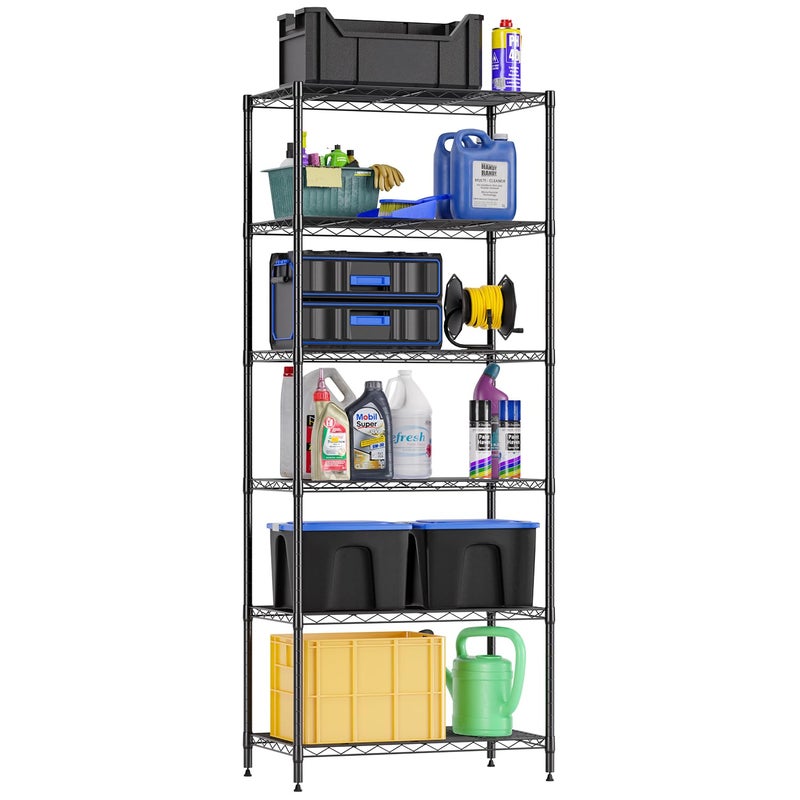 FDW 6Shelf AdjustableStorage Shelves Wire Shelving Shelving Unit Metal Shelves Storage Shelf13 D x 23 W x 59 HBlack