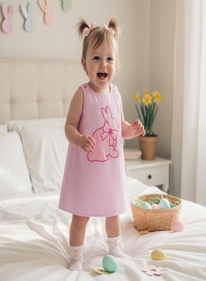 Yccutest Infant Baby Girl Easter Bunny Outfit Toddler Easter Dresses Baby Girl Bunny Carrot Clothes Sleeveless A-line Dress (Pink, 3-4 Years) - Image 2