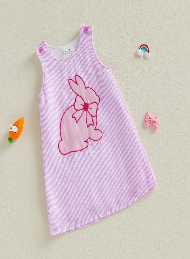 Yccutest Infant Baby Girl Easter Bunny Outfit Toddler Easter Dresses Baby Girl Bunny Carrot Clothes Sleeveless A-line Dress (Pink, 3-4 Years) - Image 3