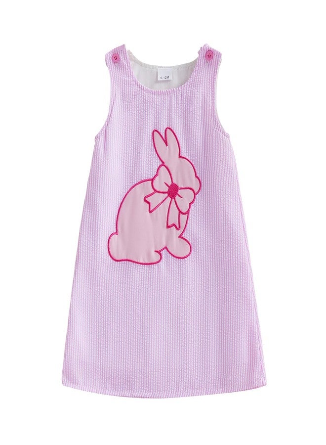 Yccutest Infant Baby Girl Easter Bunny Outfit Toddler Easter Dresses Baby Girl Bunny Carrot Clothes Sleeveless A-line Dress (Pink, 3-4 Years) - Image 1