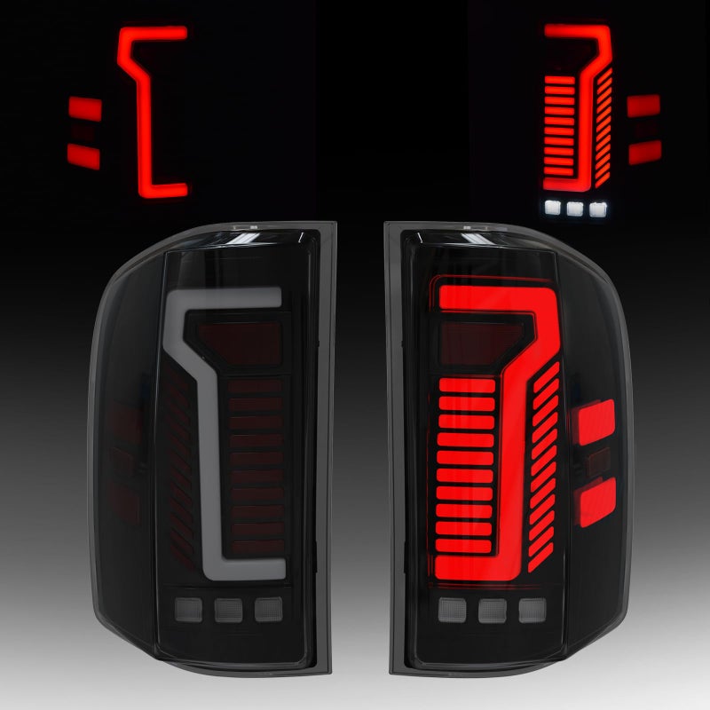 OKSIWA Sequential LED Tail Light for 20072013 Chevy Silverado 1500 2500HD 3500HDWith Starting Animated Dynamic Turn Signal Unique Shaped DesignSmoked Lens Rear LightBreakReverse Light