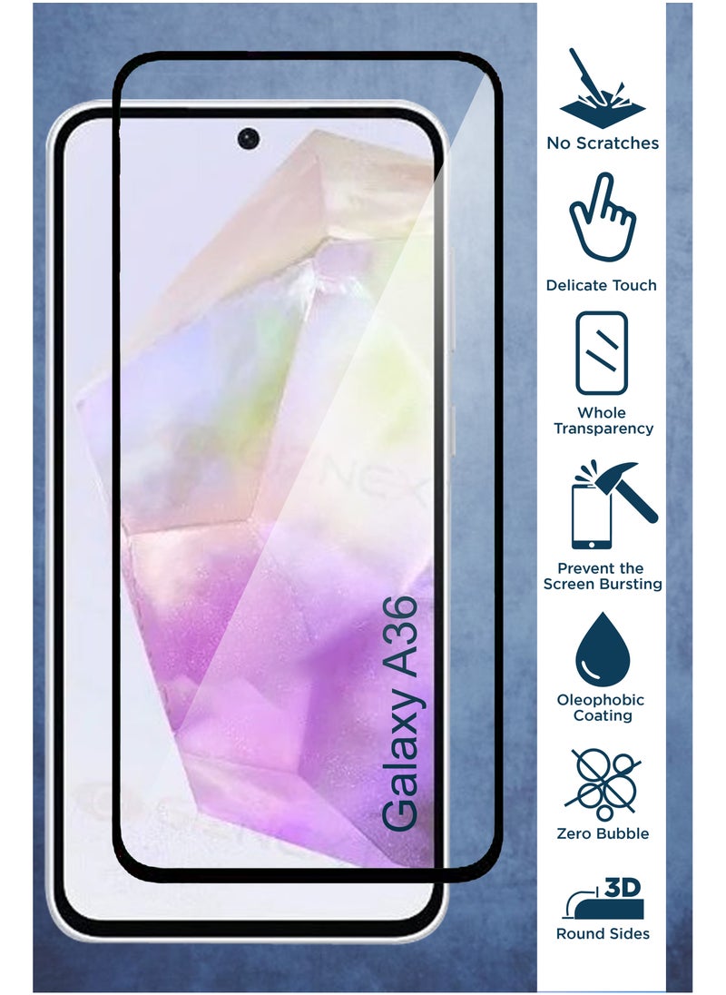 Generic - Samsung Galaxy A36 - 2in1 Pack Ultra Clear Flexible Shockproof Silicone Back Cover With Raised Edge Bumps Protection and Tempered Glass Screen Protector - Image 1
