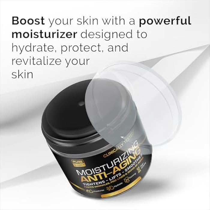 PURE RESEARCH Men's Face Cream Moisturizer - Anti-Aging Cream For Men, Collagen, Retinol & Hyaluronic Acid - Day & Night - Facial Skin Care- Anti Wrinkle 1.7 oz - Image 4