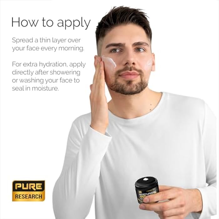 PURE RESEARCH Men's Face Cream Moisturizer - Anti-Aging Cream For Men, Collagen, Retinol & Hyaluronic Acid - Day & Night - Facial Skin Care- Anti Wrinkle 1.7 oz - Image 3