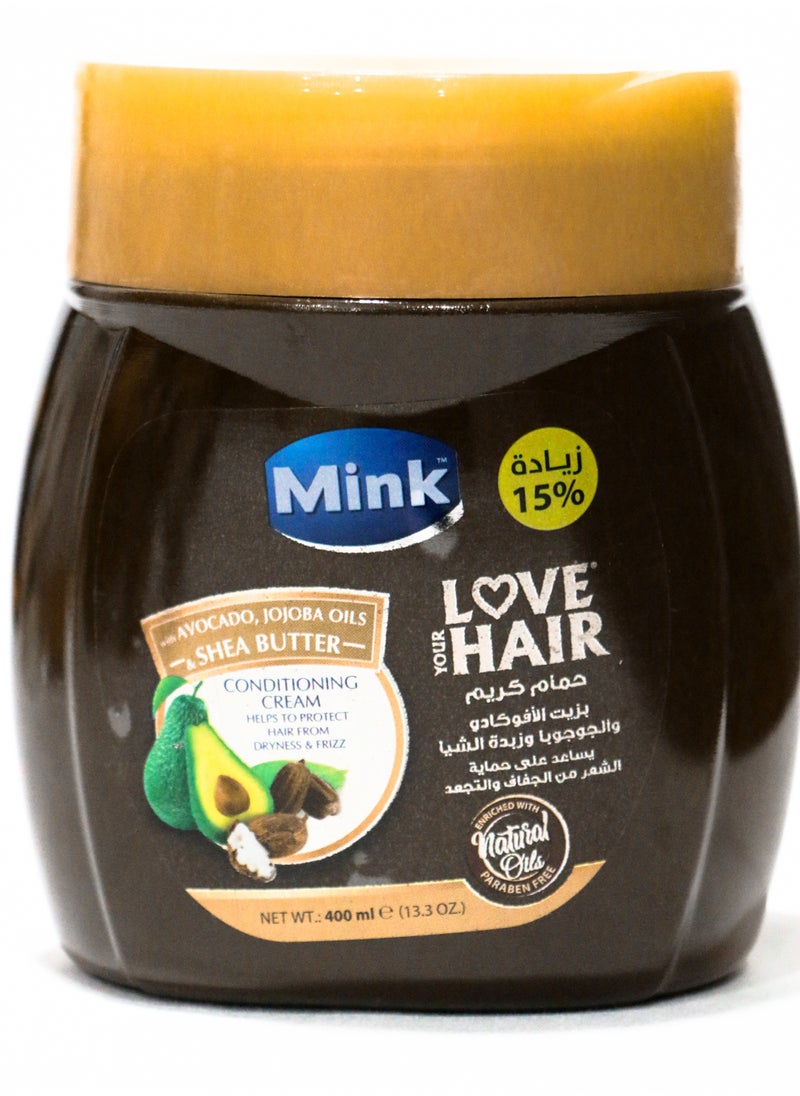Mink - Mink Hair Conditioning Cream With Avocado Jojoba Oils&Shea Butter 400 Ml - Image 1