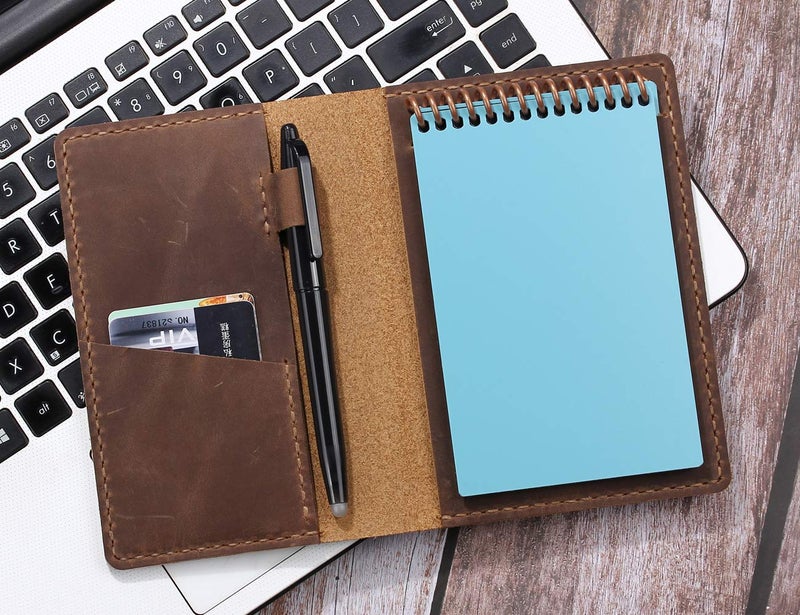 Robrasim Leather Journal Cover for 3.5" x 5.5" Pocket Size Notebook With Pen Loop, Leather Cover Compatible with Rocketbook Notebook Mini Size - Brown - Image 5