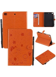 Case Cover For iPad mini 5 / 4 / 3 / 2 / 1 Cat Bee Embossing Pattern Horizontal Flip Leather Case with Holder & Card Slots & Wallet & Pen Slot & Wake-up / Sleep Function Orange