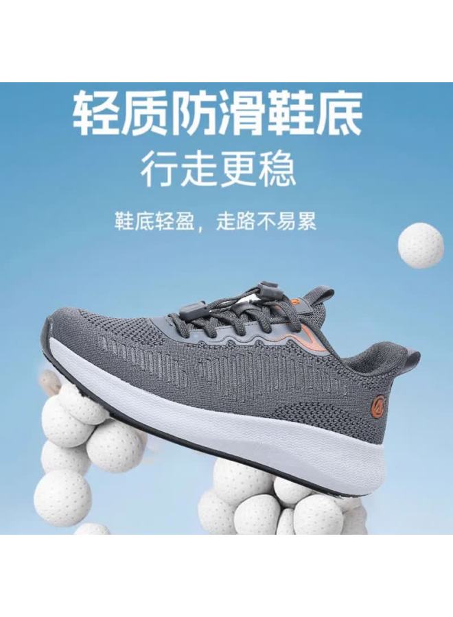 Anglerfish Old Beijing Cloth Shoes Men's Middle-aged And Elderly Dad Shoes Non-slip Sports Breathable Walking Shoes A5037 Gray Size 39 - Image 2