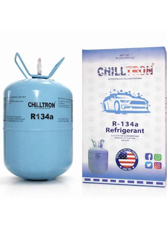 غاز التبريد R-134 من تشيلترون للسيارات، عالي النقاء، أداء تبريد فعال، مثالي لتطبيقات التكييف والتهوية، معيار أمريكي 13.6 كجم
